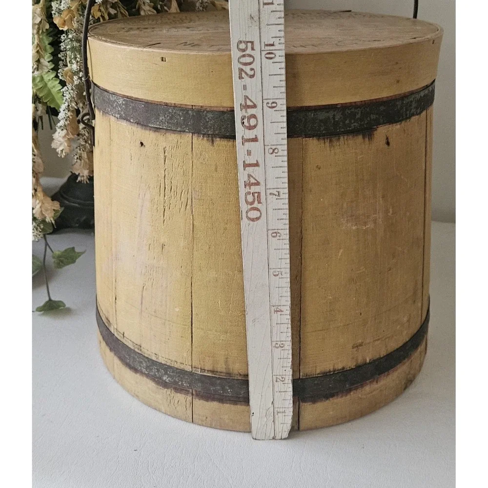 Antique Mince Meat Firkin Wooden Bucket Circa Late 19th